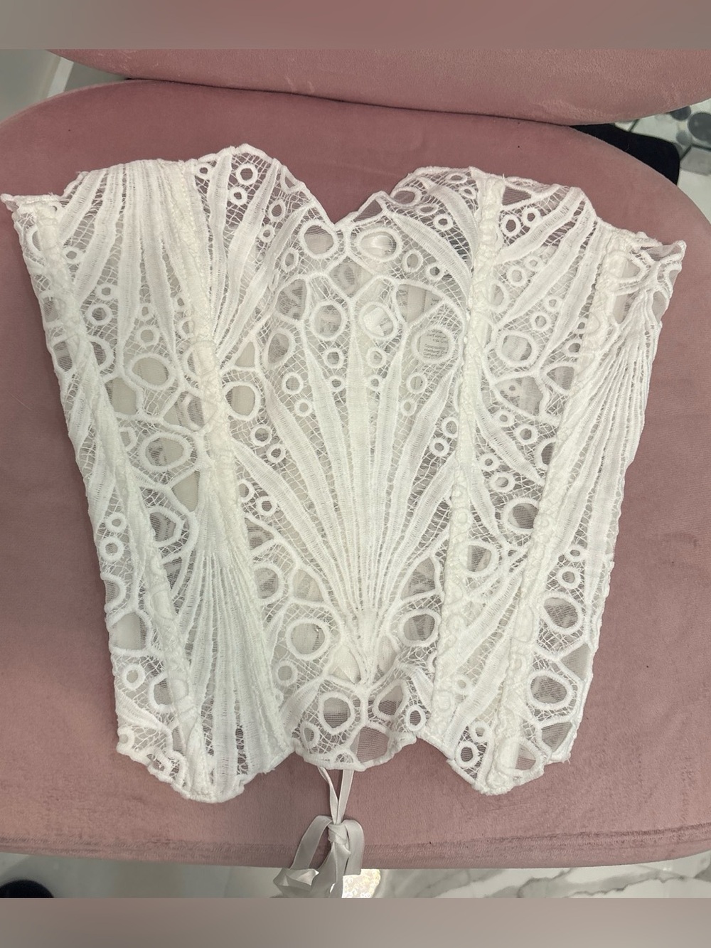 White Lace Strapless Corset Top